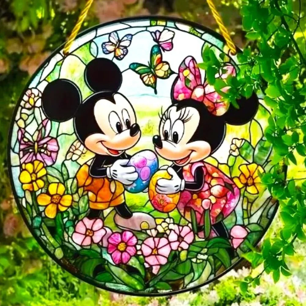 Disney Suncatcher Mickey Mouse Minnie Easter Egg Hanging Window Decor Colorful